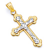 Small Diamond-Cut Budded Cross Pendant in 14K Two-Tone Gold