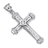 Medium Round & Baguette CZ Medium Cross Pendant in 14K White Gold