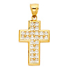 Small Pave Princess-Cut Cross Pendant in 14K Yellow Gold