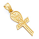 Petite My Baptism in Spanish Text Cross Pendant in 14K Yellow Gold thumb 0