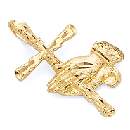 Small Praying Hands Cross Pendant in 14K Yellow Gold