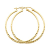 14K Yellow Gold Medium Diamond-Cut Thick Hoop Earrings - 3mm x 1.3 inch