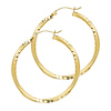 Medium Twisted Satin Diamond-Cut Hinge Hoop Earrings - 14K Yellow Gold 2.6mm x 1.1 inch