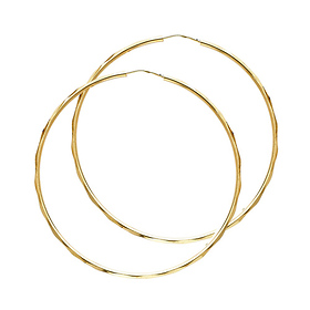 Faceted Endless Medium Hoop Earrings - 14K Yellow Gold 1.5mm x 1.3 inch