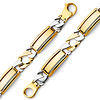 9mm Men's 14K Two-Tone Gold Fancy Rectangle Curb Cuban Link Bracelet 8in