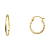 14K Yellow Gold Petite Diamond-Cut Hinge Hoop Earrings - 1.5mm x 0.5 inch
