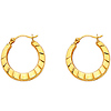 Small Crescent Pattern Design Hoop Earrings - 14K Yellow Gold