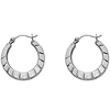 Small Crescent Pattern Design Hoop Earrings - 14K White Gold