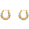 Petite 14K Two-Tone Gold Textured Crescent Hoop Earrings - 15mm x 0.5 inches