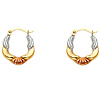Petite 14K TriGold Swirl Shell Design Hoop Earrings - 13mm or 0.5 inches