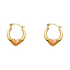 Petite Satin Heart Hoop Earrings - 14K Two-Tone Gold 13mm or 0.5 inch