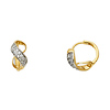 Dome Infinity Semi-Lined CZ Huggie Hoop Earrings - 14K Yellow Gold