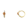 Rose Design Cubic Zirconia Huggie Hoop Earrings - 14K Two-Tone Gold