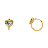 Faceted Heart CZ Huggie Hoop Earrings - 14K Two-Tone Gold