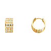 14K Yellow Gold 3-Row Clear CZ Huggie Earrings 5mm x 14mm