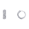 3-Row Pave 14K White Gold CZ Huggie Earrings 5mm x 14mm