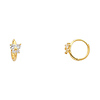 14K Yellow Gold Butterfly Clear CZ Huggie Earrings
