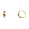 14K Two-Tone Gold Quinceanera CZ Huggie Earrings