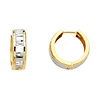 14K Two-Toned Gold Triangular Faceted Huggie Earrings - 5mm x 15mm