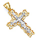 Large Open Ivy CZ Crucifix Pendant in 14K Two-Tone Gold thumb 0