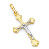 Polished 14K Two-Tone Gold Crucifix Pendant