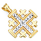 14K Two-Tone Gold Jerusalem Cross Religious Pendant thumb 0