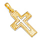 Grained 14K Two-Tone Gold Cross Religious Pendant thumb 0