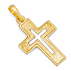 Grained 14K Two-Tone Gold Cross Religious Pendant