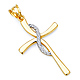 Contemporary 14K Two-Tone Gold Cross Religious Pendant thumb 0