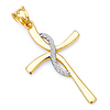 Contemporary 14K Two-Tone Gold Cross Religious Pendant