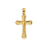 Milgrain Tapered Arrow Ends Cross in 14K Yellow Gold - Small