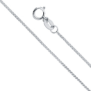0.8mm 14K White Gold Diamond-Cut Round Wheat Chain Necklace 16-24in