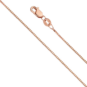 0.8mm Solid 14K Rose Gold Box Chain Necklace 16-24in