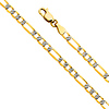 4mm 14K Yellow Gold Figaro 3+1 Fancy White Pave Chain Bracelet 7.5in