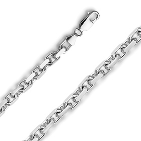 5.5mm 14K White Gold Solid Fancy Rectangle Link Cable Chain Necklace 20-30in