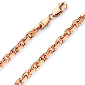 5.5mm 14K Rose Gold Solid Fancy Rectangle Link Cable Chain Necklace 20-30in