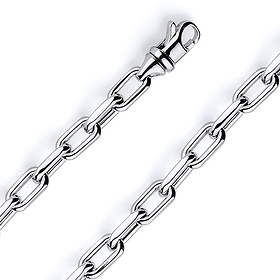 8mm 14K White Gold Solid Hollow Paper Clip Link Chain Necklace 16-30in