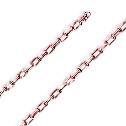 5mm 14K Rose Gold Solid Hollow Paper Clip Link Chain Necklace 16-30in
