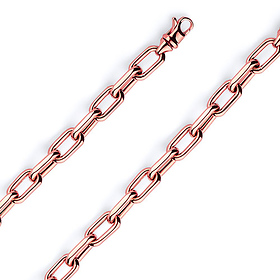 7mm 14K Rose Gold Solid Hollow Paper Clip Link Chain Necklace 16-30in