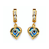 CZ Heart Evil Eye Drop Earrings in 14K Yellow Gold