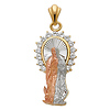 Our Lady of Guadalupe with CZ Halo Pendant - 14K Tricolor Gold - Medium