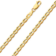 4.2mm 14K Yellow Gold Solid Concave Diamond-Cut Mariner Chain Bracelet - Light 7.5in
