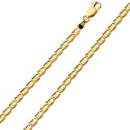 3.5mm 14K Yellow Gold Solid Concave Diamond-Cut Mariner Chain Bracelet - Light 7.5in