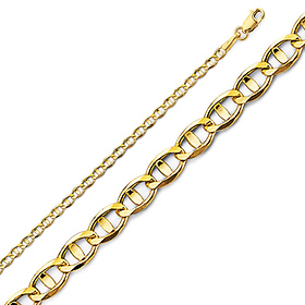 2.6mm 14K Yellow Gold Solid Concave Diamond-Cut Mariner Chain Necklace - Light 16-24in