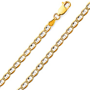 4.2mm 14K Yellow Gold Solid Concave Diamond-Cut Mariner Chain Bracelet - Light 7.5in
