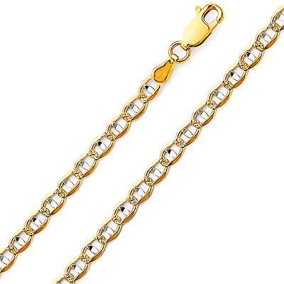 4.2mm 14K Yellow Gold Solid Concave Diamond-Cut Mariner Chain Bracelet - Light 7.5in