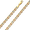 5.4mm 14K Tricolor Gold Solid Star Diamond-Cut Mariner Chain Bracelet 7.5in