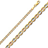 3.1mm 14K Tricolor Gold Solid Star Diamond-Cut Mariner Chain Bracelet 7in