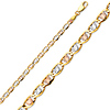 3.2mm 14K Tricolor Gold Solid Heart Star Diamond-Cut Valentino Chain Bracelet 7in