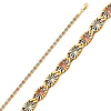 2.3mm 14K Tricolor Gold Solid Round Star Diamond-Cut Valentino Chain Necklace 16-24in